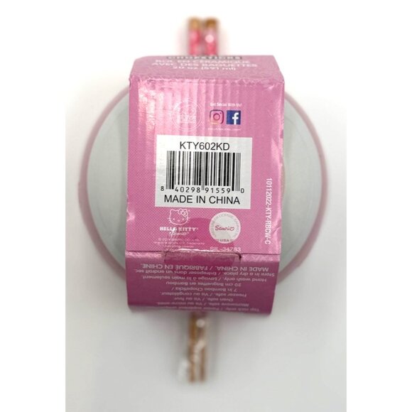 Hello Kitty Ceramic Bowl With Chopsticks Set 20 Oz Pink & White By Silver Buffal - Picture 5 of 5